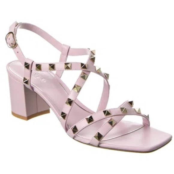 Valentino Garavani Pink Leather Rockstud 60 Sandals size 39.5/ US 10 - Picture 1 of 9
